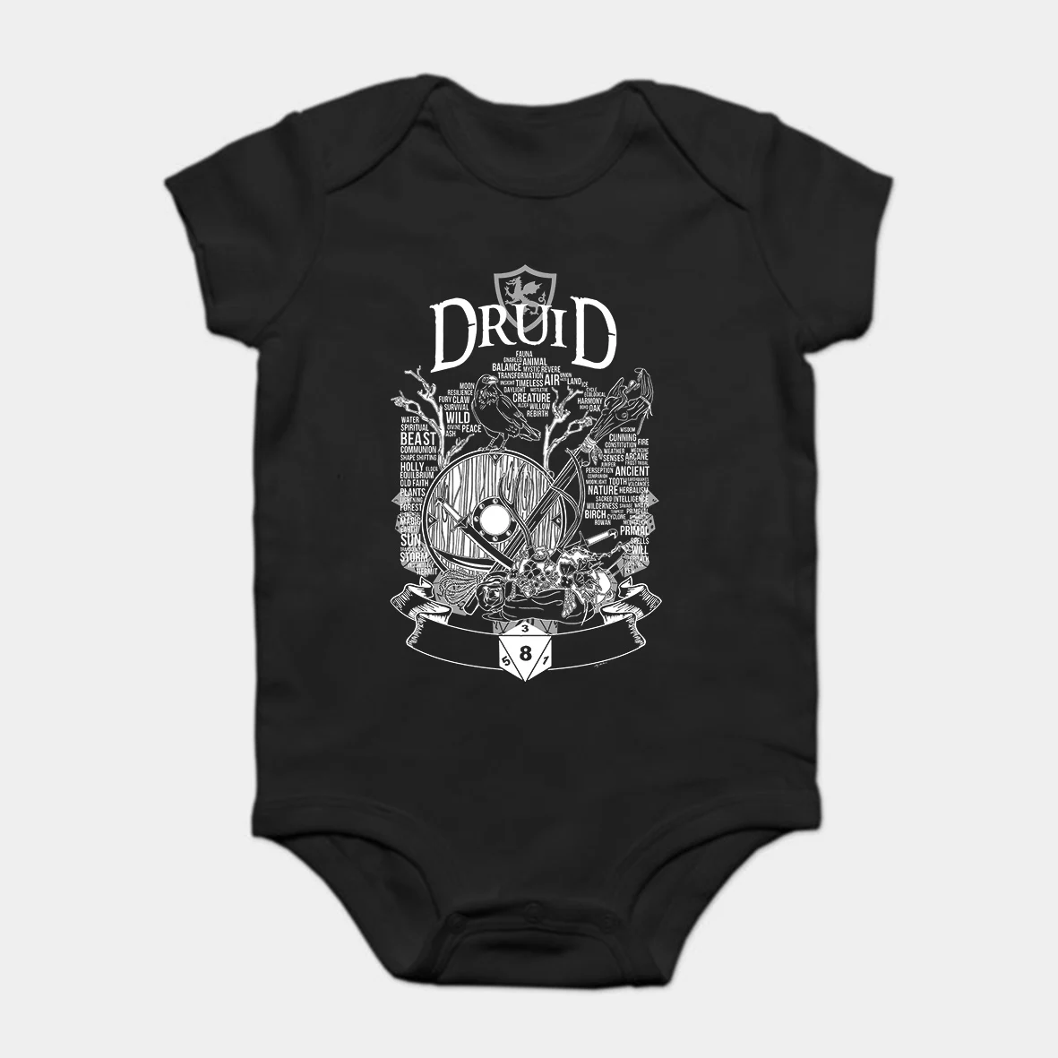 Baby Onesie Baby Bodysuits kid t shirt Printed Cotton Short-Sleeve RPG Class Series Druid - White Version
Baby Onesie Baby Bodysuits kid t shirt Printed Cotton Short-Sleeve RPG Class Series Druid - White Version