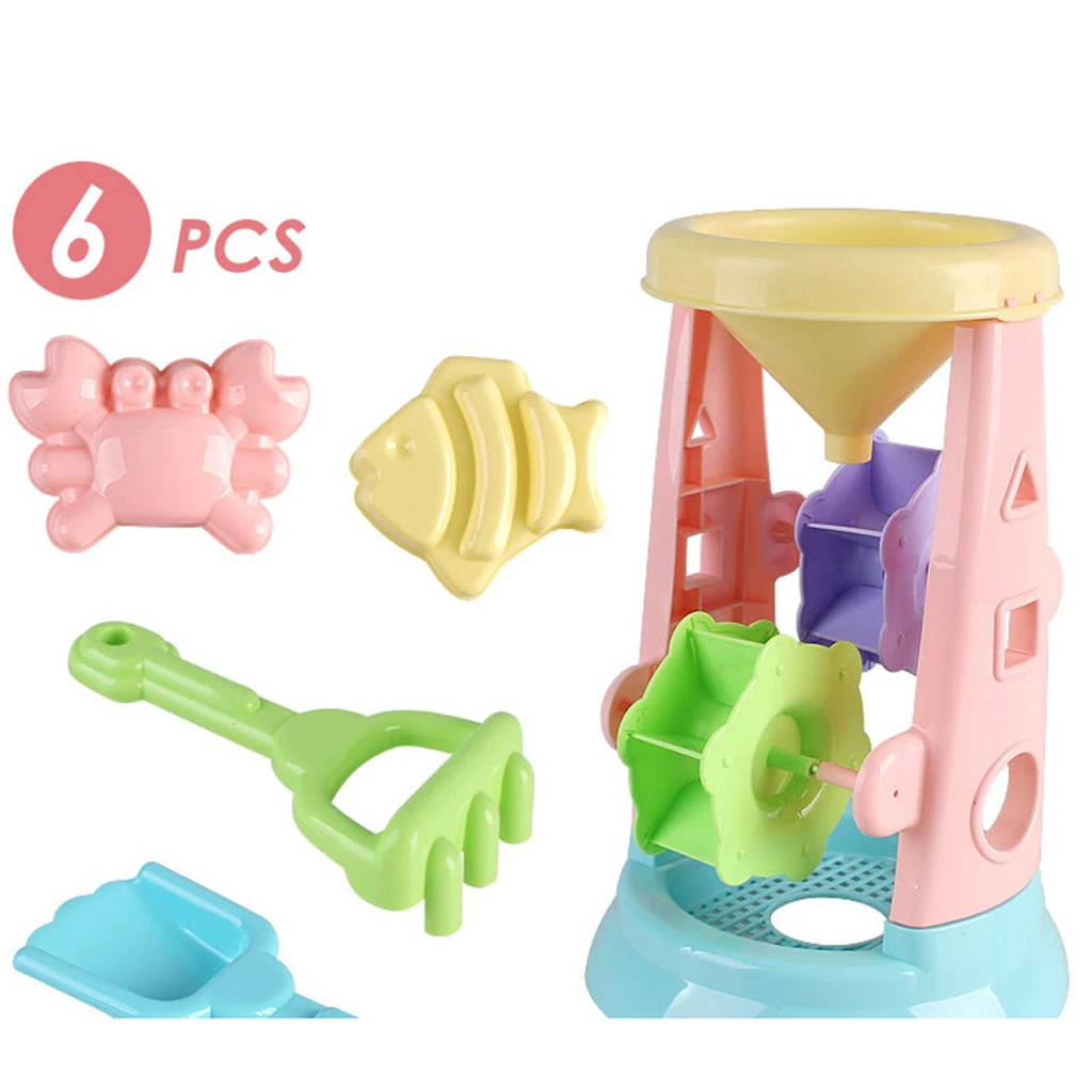 Double Sand Wheel Beach Outdoor Play Toy Set for Kids With Shovel and Molds