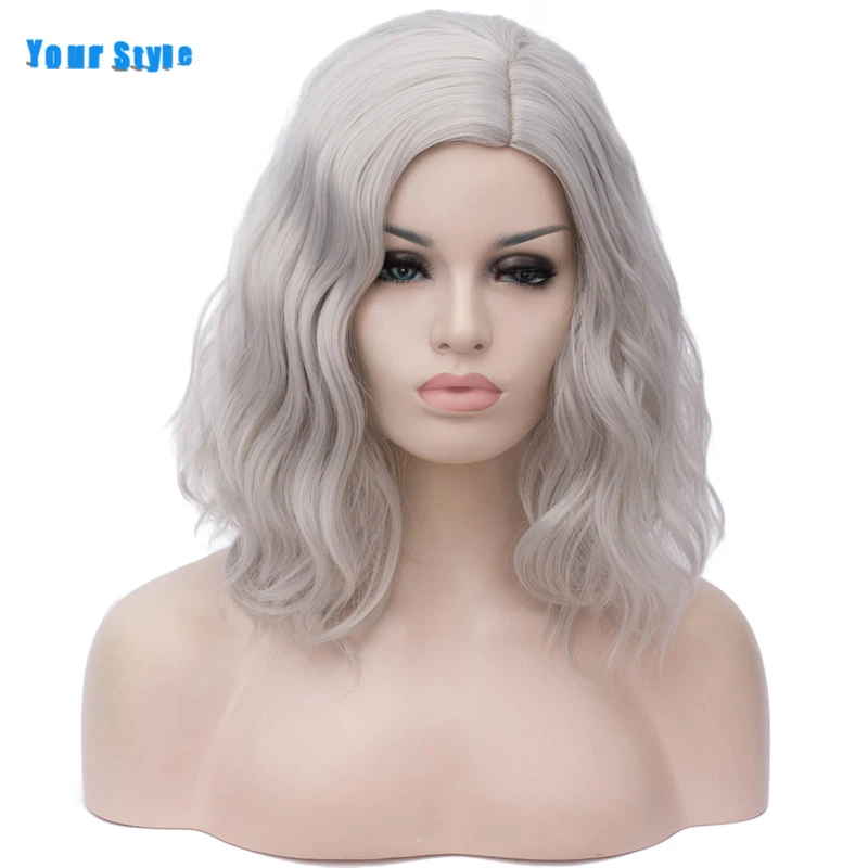 

Your Style 9 Colors Synthetic Short BOB Body Wavy Colored Red Blunt Natural Wigs Female For Black Women Black