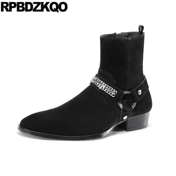 suede riding high quality chunky zipper pointed toe genuine leather black ankle harness boots embellished metalic Men's shoes
suede riding high quality chunky zipper pointed toe genuine leather black ankle harness boots embellished metalic Men's shoes