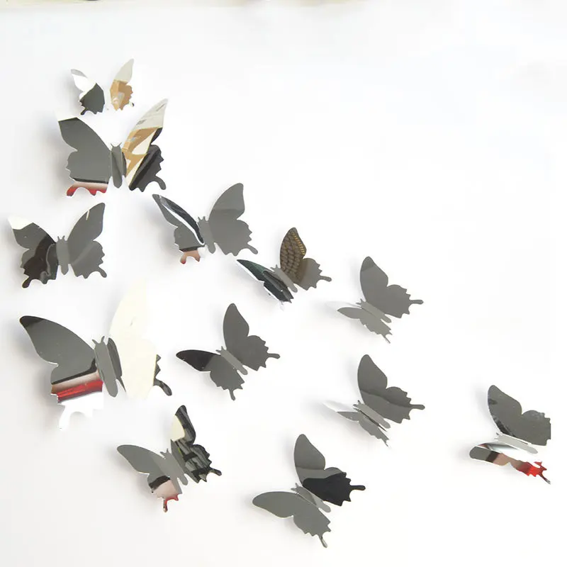 12pcs/lot 3D Gold Silver Butterfly Mirror Wall Stickers PVC Butterflies Art Wall Decal For Girls Bedroom Wedding Home Decoration
12pcs/lot 3D Gold Silver Butterfly Mirror Wall Stickers PVC Butterflies Art Wall Decal For Girls Bedroom Wedding Home Decoration