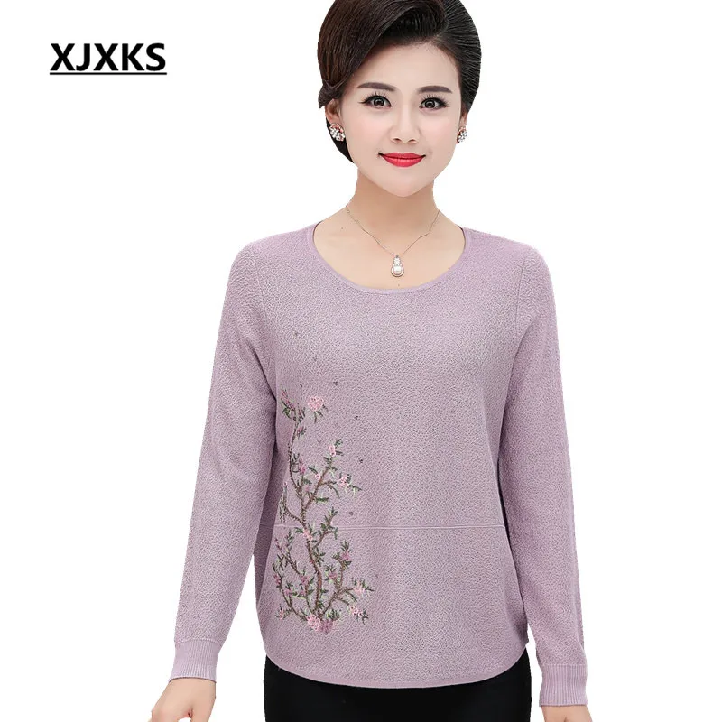 XJXKS 2019 autumn winter new fashion embroidery women's cashmere sweater loose plus size knitted sweater women's pullover
XJXKS 2019 autumn winter new fashion embroidery women's cashmere sweater loose plus size knitted sweater women's pullover