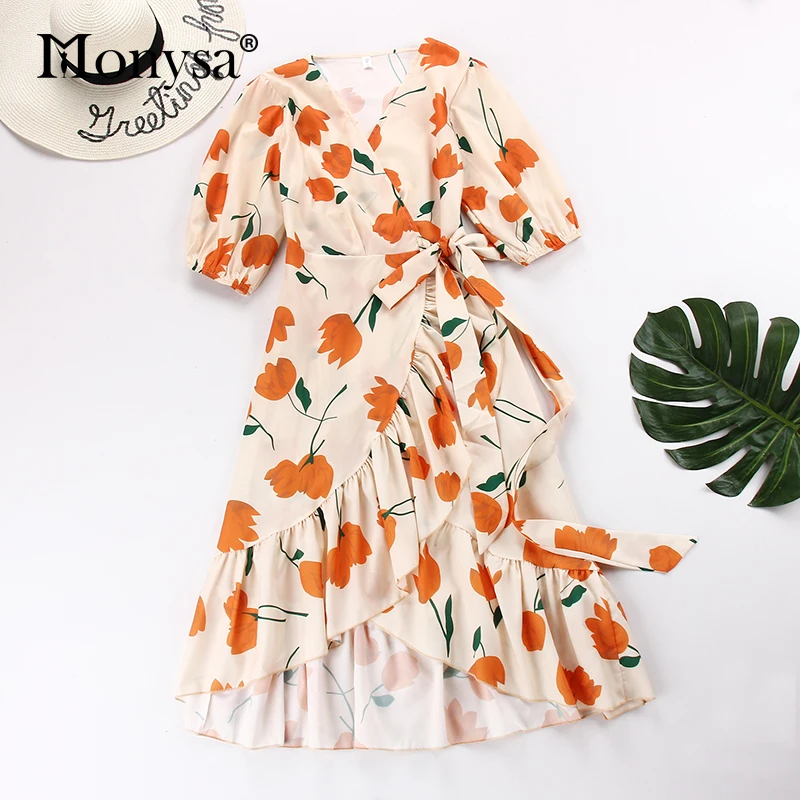 Floral Asymmetrical Wrap Dress Summer 2019 New Print Short Sleeve Ruffle Short Sleeve Dresses Women Casual Knee Length Dress
Floral Asymmetrical Wrap Dress Summer 2019 New Print Short Sleeve Ruffle Short Sleeve Dresses Women Casual Knee Length Dress