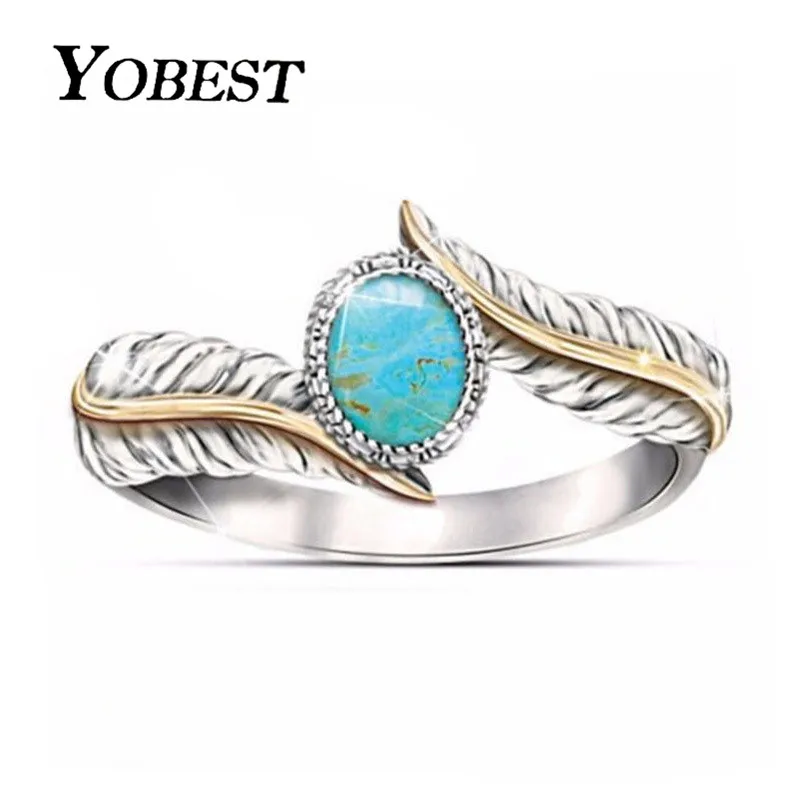 Yobest New Fashion Vintage Personalized Jewelry Silver Color Feather Turquoises Ring for Women Wedding Finger Ring Wholesale
Yobest New Fashion Vintage Personalized Jewelry Silver Color Feather Turquoises Ring for Women Wedding Finger Ring Wholesale