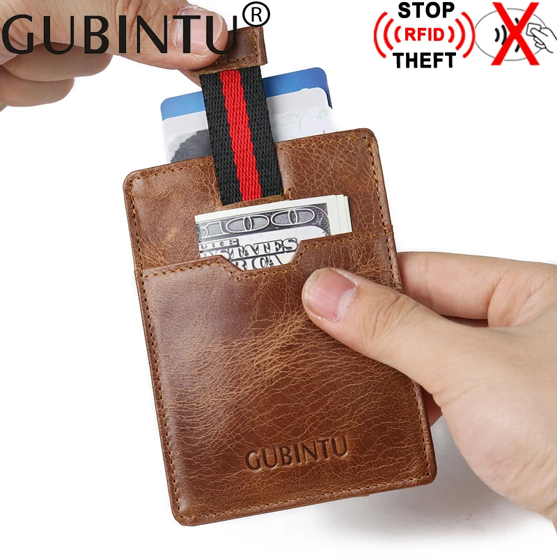 Тонкий держатель для визиток из натуральной кожи мужчин кошелек денег Rfid Cuzdan