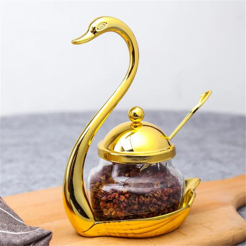 European Swan Glass Seasoning Bottle Creative Seasoning Box Kitchen Sugar Bowl Salt Pitcher Coffee Storage Tank
European Swan Glass Seasoning Bottle Creative Seasoning Box Kitchen Sugar Bowl Salt Pitcher Coffee Storage Tank