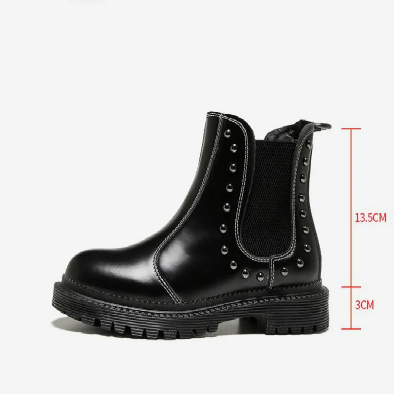 Fashion Genuine Leather Platform Chelsea Boots Women Rivet Low Heel Jason Martins Boots Women Ankle Motorcycle Boots
Fashion Genuine Leather Platform Chelsea Boots Women Rivet Low Heel Jason Martins Boots Women Ankle Motorcycle Boots