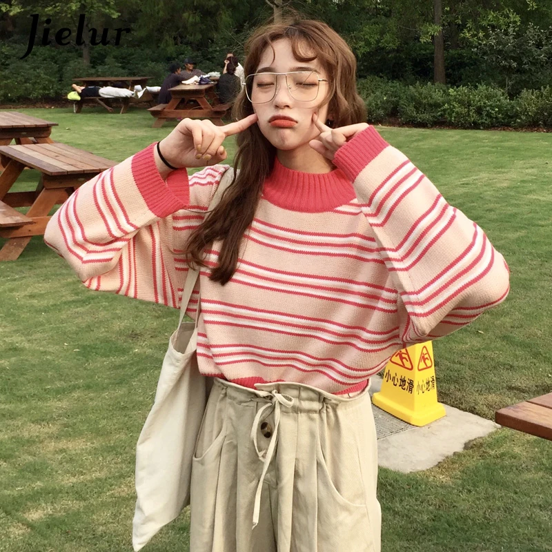 Jielur Kawaii Hit Color Pink Sweater Women Sweet Girl Korean Striped Sweaters 2019 Winter Autumn New Turtleneck Loose Pull Femme
Jielur Kawaii Hit Color Pink Sweater Women Sweet Girl Korean Striped Sweaters 2019 Winter Autumn New Turtleneck Loose Pull Femme