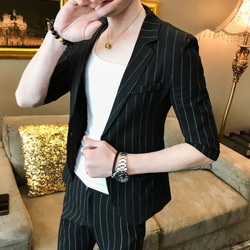 Super Handsome Youthful Slim Suit Summer Korean High Quality Suit Casual Fashion Striped Suit Wedding Dress Suit Size M-2XL
Super Handsome Youthful Slim Suit Summer Korean High Quality Suit Casual Fashion Striped Suit Wedding Dress Suit Size M-2XL