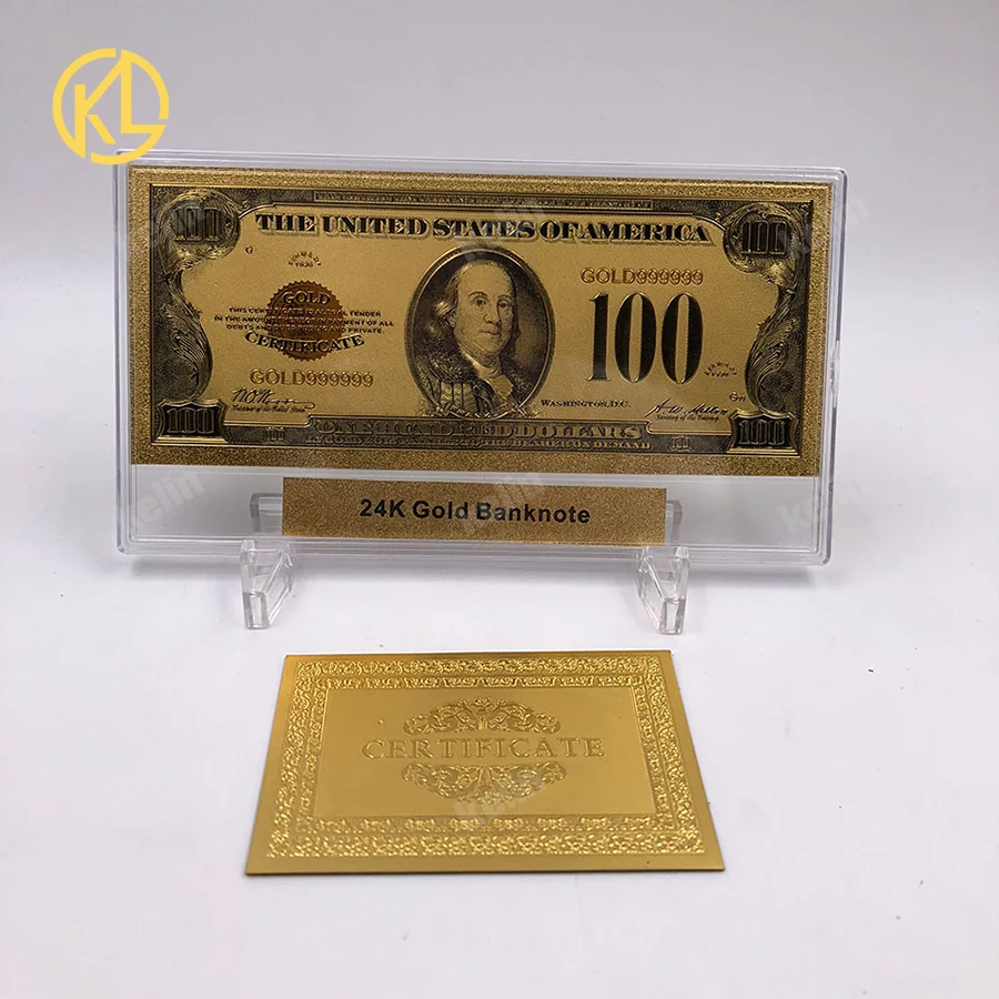 Nice America 24k Gold Banknotes US 100 Dollar in 1928 Banknotes in 24k Gold Fake Paper Money With Plastic Frame For Collection
Nice America 24k Gold Banknotes US 100 Dollar in 1928 Banknotes in 24k Gold Fake Paper Money With Plastic Frame For Collection