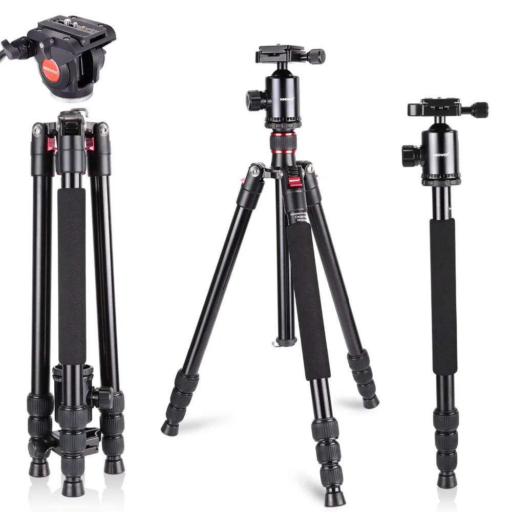 Neewer 64 inches/162 cm Camera Tripod Monopod with 360 Degree Ball Head/Quick Shoe Plate/Fluid Drag Pan Head for DSLR Cameras
Neewer 64 inches/162 cm Camera Tripod Monopod with 360 Degree Ball Head/Quick Shoe Plate/Fluid Drag Pan Head for DSLR Cameras