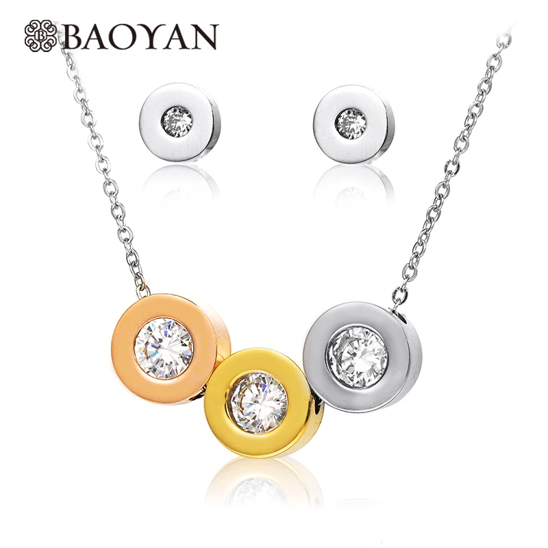 Baoyan модные шикарные 3 тройной Цвет круглый кристалл геометрический