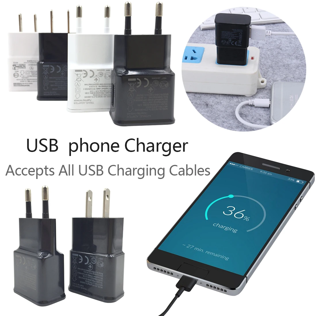 EU US Plug Charger Adapter USB Wall Charger Potable Mobile Phone Charger for iPhone Android Phones Tablets Travel Charger
EU US Plug Charger Adapter USB Wall Charger Potable Mobile Phone Charger for iPhone Android Phones Tablets Travel Charger