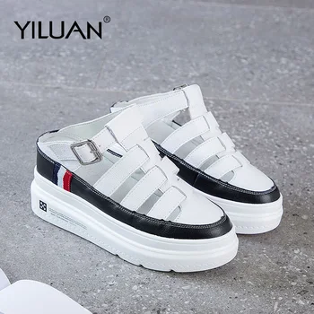 Platform Slippers hollow Breathable women shoes basic 2020 Summer White Casual Shoes woman Leather Increase Student Small size 
Platform Slippers hollow Breathable women shoes basic 2020 Summer White Casual Shoes woman Leather Increase Student Small size