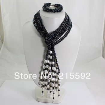 Charming!Black Freshwater Pearl Beads Jewelry Set Fashion Wedding&Party Necklace/Bracelet Wholesale Free Shipping FP048
Charming!Black Freshwater Pearl Beads Jewelry Set Fashion Wedding&Party Necklace/Bracelet Wholesale Free Shipping FP048