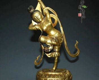 China Bronze Copper 24K Gold Gild Lute Tara Goddess Kwan-yin Bodhisattva Statue
China Bronze Copper 24K Gold Gild Lute Tara Goddess Kwan-yin Bodhisattva Statue
