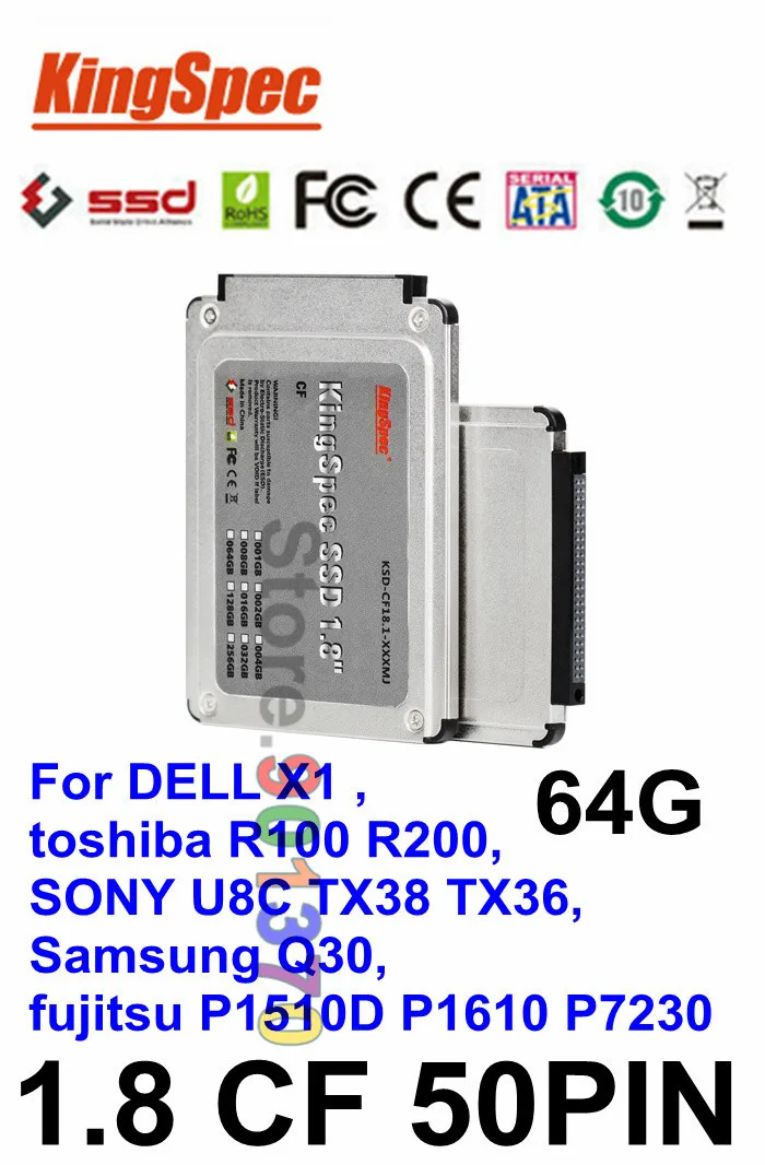 Kingspec 1.8 "IDE 50PIN CF HD SSD 64 ГБ внутреннего Твердого твердотельный накопитель жесткий