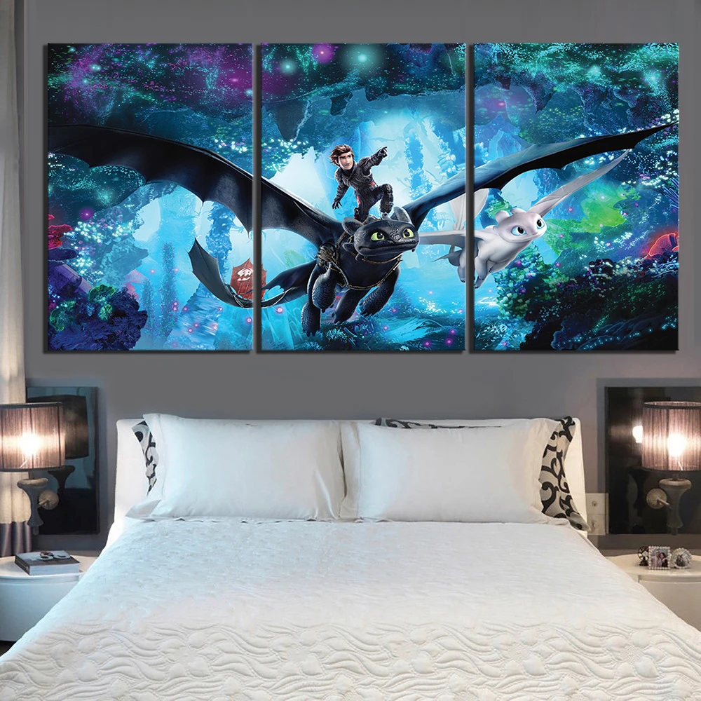3 Piece HD Pictures How To Train Your Dragon The Hidden World Cartoon Movie Poster Paintings for Home Decor Wall Art
3 Piece HD Pictures How To Train Your Dragon The Hidden World Cartoon Movie Poster Paintings for Home Decor Wall Art