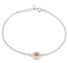 2018 Fashion Geel Verzilverd Daisy Bloem Voet Enkelbanden Keten Voor Sexy Vrouwen 925 stamped Voorkomen Allergie Sieraden Gift(China)