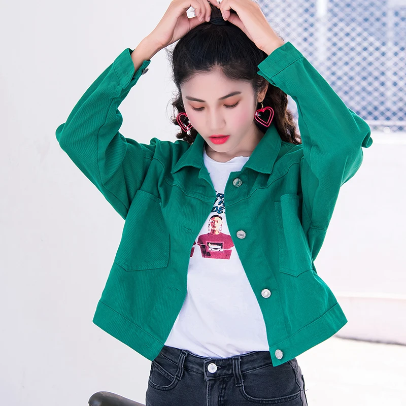 Candy Color Jeans Jacket Women Short Bomber Denim Jacket Women Spring Thin Coats and Jackets Yellow Black White Red Pink Green
Candy Color Jeans Jacket Women Short Bomber Denim Jacket Women Spring Thin Coats and Jackets Yellow Black White Red Pink Green