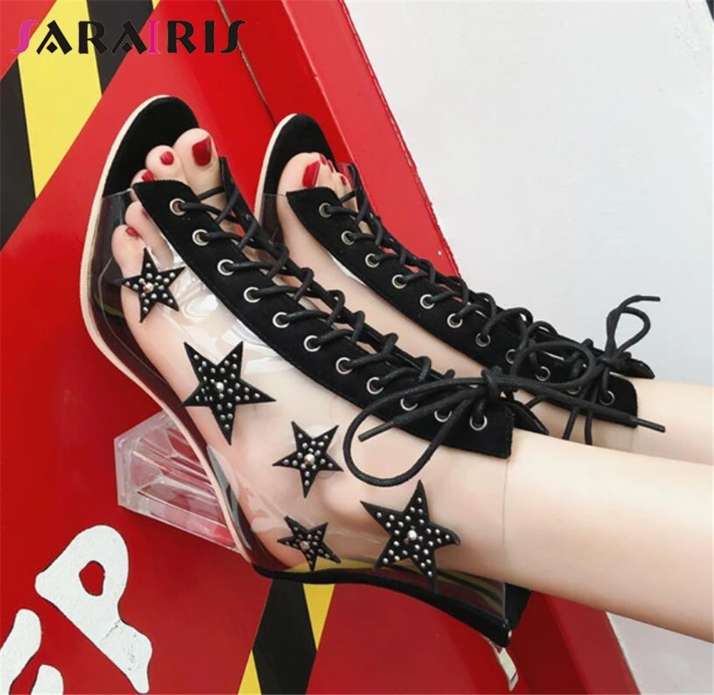SARAIRIS New Womem Ladies High Heels Summer Boots Peep Toe Crystal Transparent Shoes Woman Casual Party Hollow Shoes Female
SARAIRIS New Womem Ladies High Heels Summer Boots Peep Toe Crystal Transparent Shoes Woman Casual Party Hollow Shoes Female