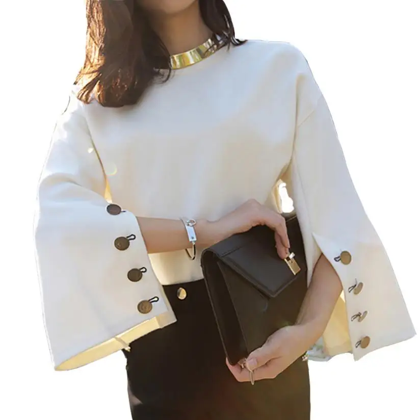Blouses Shirts Tops New 2018 Split sleeve Loose Suede Blouse Ladies White blouse
Blouses Shirts Tops New 2018 Split sleeve Loose Suede Blouse Ladies White blouse