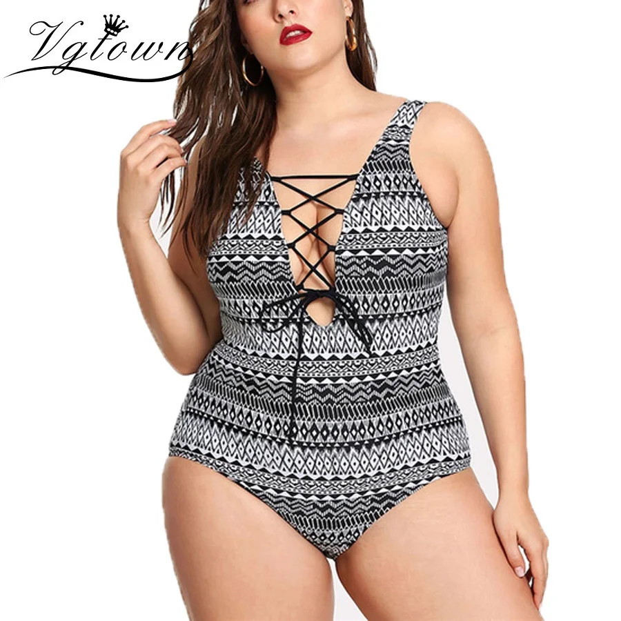 VGTOWN Sport Lace Up Plus Size 5XL Swimsuit New Summer Sleeveless Lace Up One Pieces Geometric Sexy Beach Monokinis
VGTOWN Sport Lace Up Plus Size 5XL Swimsuit New Summer Sleeveless Lace Up One Pieces Geometric Sexy Beach Monokinis