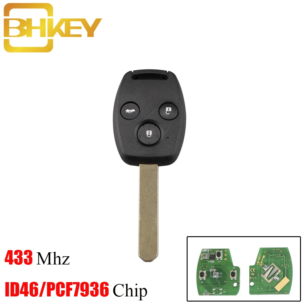 BHKEY 3Buttons Remote Car Key Fob 433Mhz For Honda Cr-V Civic Insight Ridgeline 2003 2008 2009 Accord With ID46/PCF7936 Chip
BHKEY 3Buttons Remote Car Key Fob 433Mhz For Honda Cr-V Civic Insight Ridgeline 2003 2008 2009 Accord With ID46/PCF7936 Chip