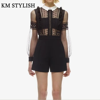 Sexy Black Gauze Lace Cutout Perspective Playsuits Female Slim Short Jumpsuit S,M,L
Sexy Black Gauze Lace Cutout Perspective Playsuits Female Slim Short Jumpsuit S,M,L