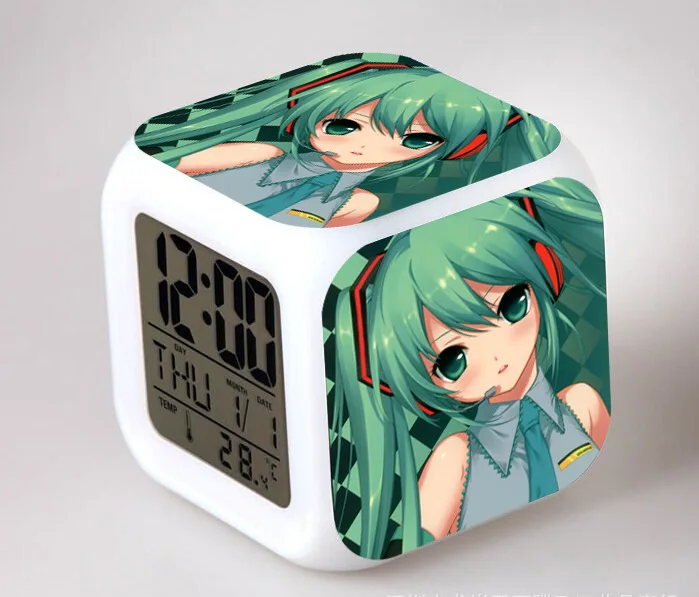 Japanese Anime Hatsune Miku LED 7 Color Flash Digital Alarm Clocks Kids Night Light Bedroom Clock reloj despertador
Japanese Anime Hatsune Miku LED 7 Color Flash Digital Alarm Clocks Kids Night Light Bedroom Clock reloj despertador