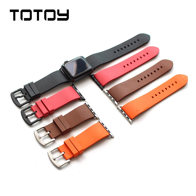 TOTOY Fluorocarbon For Iwatch 40MM 44MM Watchbands, For Apple Watch 42 38MM Soft Rubber Strap Black Red Orange Rubber Strap
TOTOY Fluorocarbon For Iwatch 40MM 44MM Watchbands, For Apple Watch 42 38MM Soft Rubber Strap Black Red Orange Rubber Strap