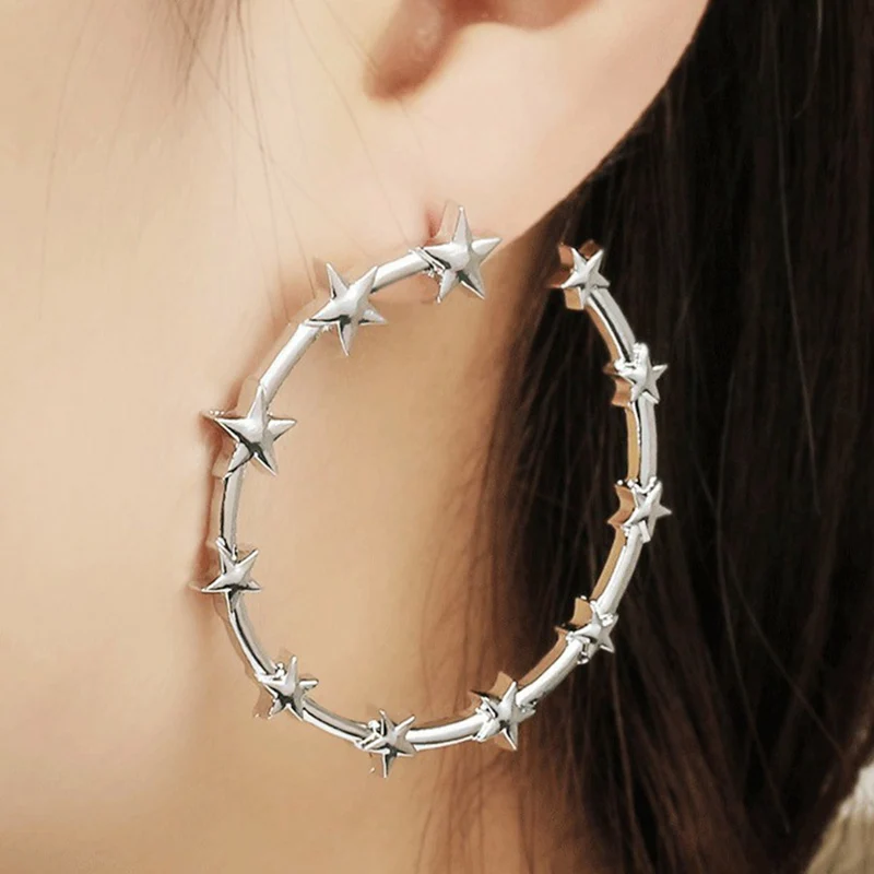 1Pair Gothic Punk Geometric Big Circle Five-pointed Star Earrings For Women Girls Chic Stud Earrings For Party Nightclub Decors
1Pair Gothic Punk Geometric Big Circle Five-pointed Star Earrings For Women Girls Chic Stud Earrings For Party Nightclub Decors