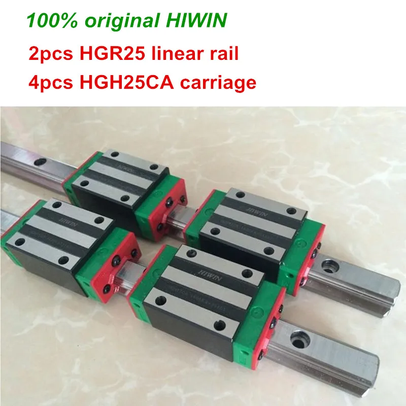 

2 pcs HIWIN linear guide 100% Original HIWIN HGR25 - 200mm 250 300 350 400mm with 4 pcs linear rail carriage HGH25CA or HGW25CA