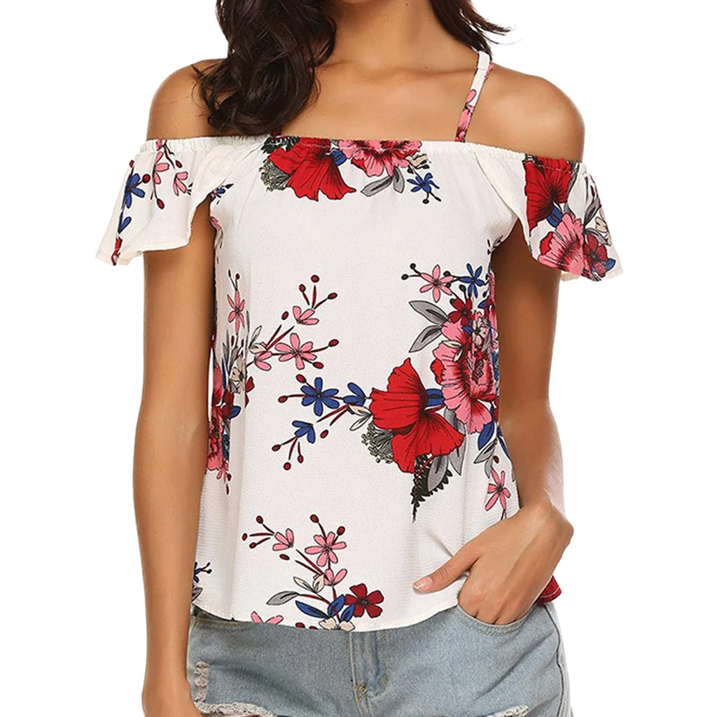 Fashion Off Shoulder Print Blouse Women Sexy Slash Neck Ruffles Short Sleeve Blouse Summer Casual Loose Blouse Top 
Fashion Off Shoulder Print Blouse Women Sexy Slash Neck Ruffles Short Sleeve Blouse Summer Casual Loose Blouse Top