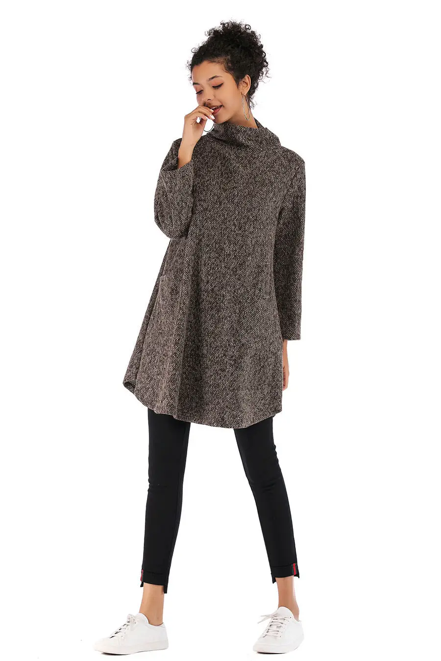 Gladiolus Loose Autumn Winter Women Sweater 2018 Long Sleeve Double Pocket Long Knitted Turtleneck Sweater Women Pullover Coats (19)