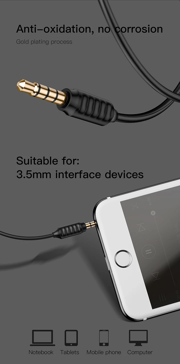 Image of cable In-Ear earphones with microphone. In-Ear earphones with microphone for iphone Foto of cable In-Ear earphones with microphone. In-Ear earphones with microphone for iphone
