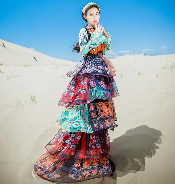 2019 New Spring Summer Ethnic Ball Gown Dress Women Cascading Ruffle Flare Sleeve Big Swing Long Party Trip Dress
2019 New Spring Summer Ethnic Ball Gown Dress Women Cascading Ruffle Flare Sleeve Big Swing Long Party Trip Dress