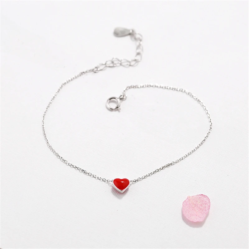 Simple Silver Bracelets Red Heart Charm Bracelet Top Quality Men Women Fine Fashion 925 Sterling jewelry
Simple Silver Bracelets Red Heart Charm Bracelet Top Quality Men Women Fine Fashion 925 Sterling jewelry