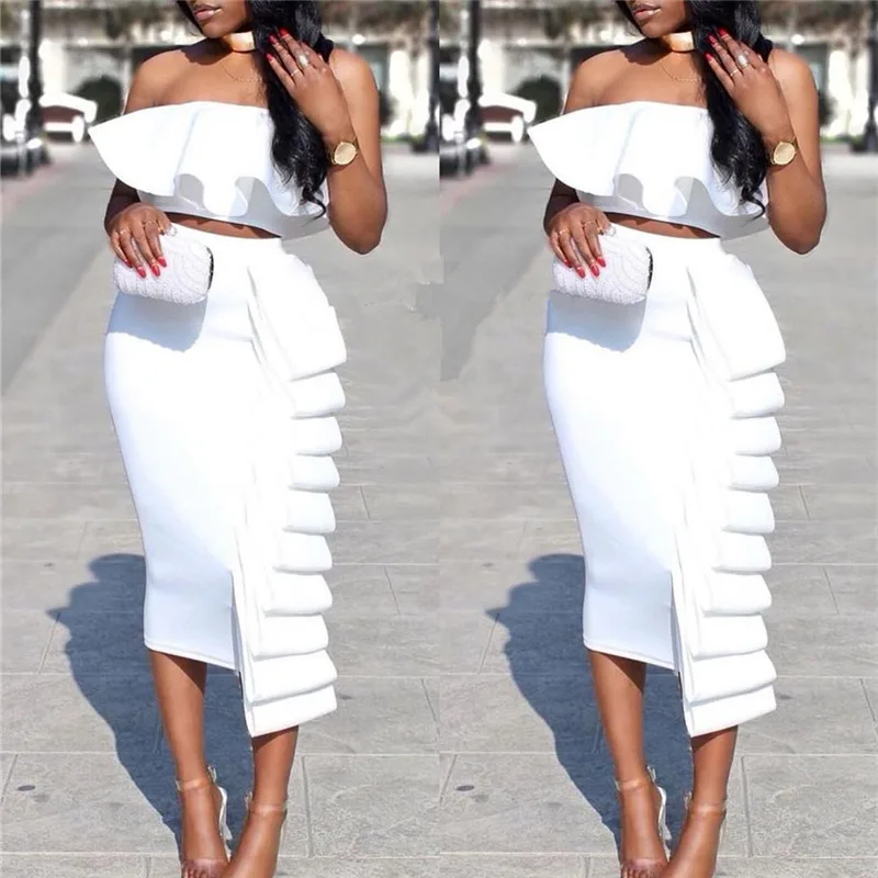 Womens White High Waist Pleated Ruffles Midi Pencil Skirt Tube Tops Solid Lady Skirts Sets 2019 Summer Fashion Women Clothes
Womens White High Waist Pleated Ruffles Midi Pencil Skirt Tube Tops Solid Lady Skirts Sets 2019 Summer Fashion Women Clothes