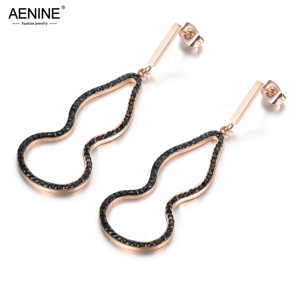 AENINE Bohemian OL Style Gourd Shape Black/White Crystals Inlayed Earrings Stainless Steel Jewelry Gift For Women Girls AE18084
AENINE Bohemian OL Style Gourd Shape Black/White Crystals Inlayed Earrings Stainless Steel Jewelry Gift For Women Girls AE18084