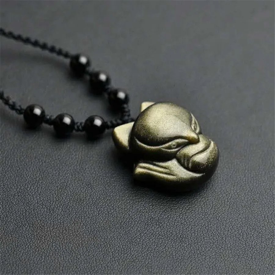 4 Styles Genuine Natural Gold Obsidian Gemstone Carving Design Round Bead Pendant Pi Xiu Woman Men Drop Shipping 45mm (5)
