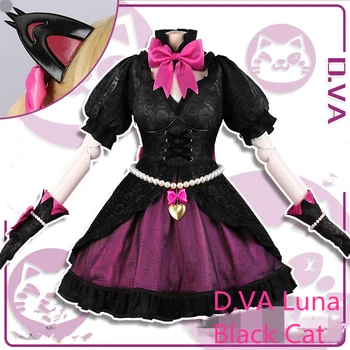 New! OW Cosplay D.VA Black Cat Luna Cosplay Costume Halloween D.va Gothic Women Dress Outfit Costume Dress+Headdress+Earrings
New! OW Cosplay D.VA Black Cat Luna Cosplay Costume Halloween D.va Gothic Women Dress Outfit Costume Dress+Headdress+Earrings