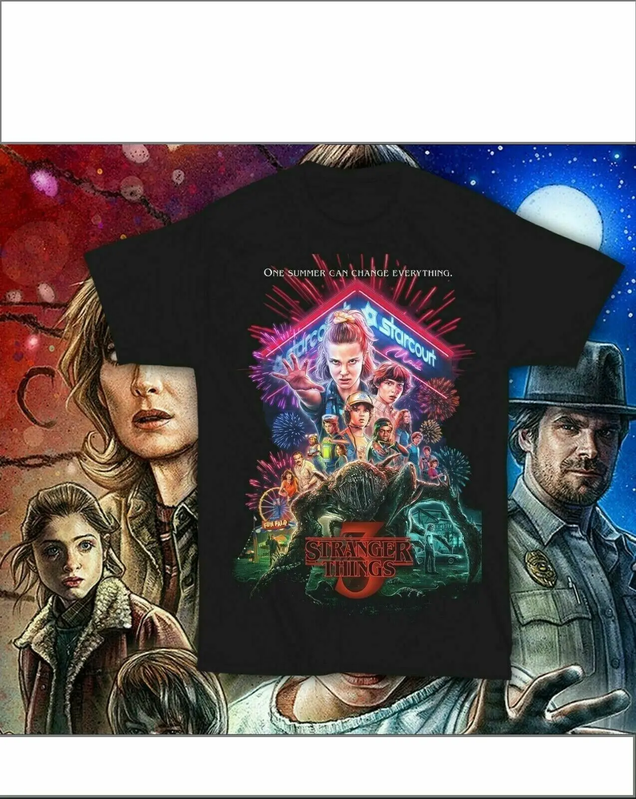 SEASON 3 STRANGER THINGS POSTER SOTV15 UNISEX BLACK T SHIRT NEW 
SEASON 3 STRANGER THINGS POSTER SOTV15 UNISEX BLACK T SHIRT NEW