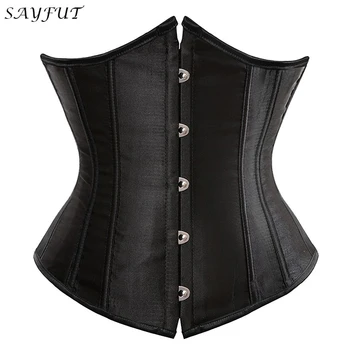 Women Black Lace Up Boned Satin Underbust Corset Sexy Bustiers Top Waist Trainer Cincher Bodyshaper Corselet for Weight Loss
Women Black Lace Up Boned Satin Underbust Corset Sexy Bustiers Top Waist Trainer Cincher Bodyshaper Corselet for Weight Loss