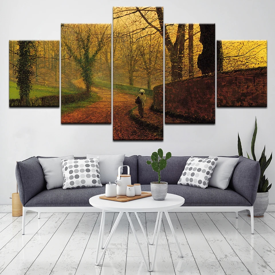 Creative Canvas Poster Wall Art Frame forest Autumn scenery Landscape Home Decor For Living Room HD Print Picture oil Painting | Дом и сад