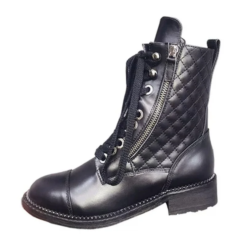 Genuine Leather Luxury Shoes Women Designers Ankle Boots for Women 2018 Fashion Diamond Lattice Lady's Short Boots