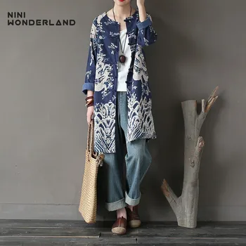 NINI WONDERLAND 2019 Autumn Vintage Print Cotton Linen Trench Coat Women Big Size Coats Loose Casual Print Robe Female Outwear
NINI WONDERLAND 2019 Autumn Vintage Print Cotton Linen Trench Coat Women Big Size Coats Loose Casual Print Robe Female Outwear