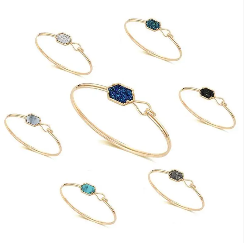 Hexagon Resin Druzy Drusy Bracelet Imitation Crystal Fuax Lava Stone Bracelet Bangle Gold Silver Color Brand Jewelry Women
Hexagon Resin Druzy Drusy Bracelet Imitation Crystal Fuax Lava Stone Bracelet Bangle Gold Silver Color Brand Jewelry Women