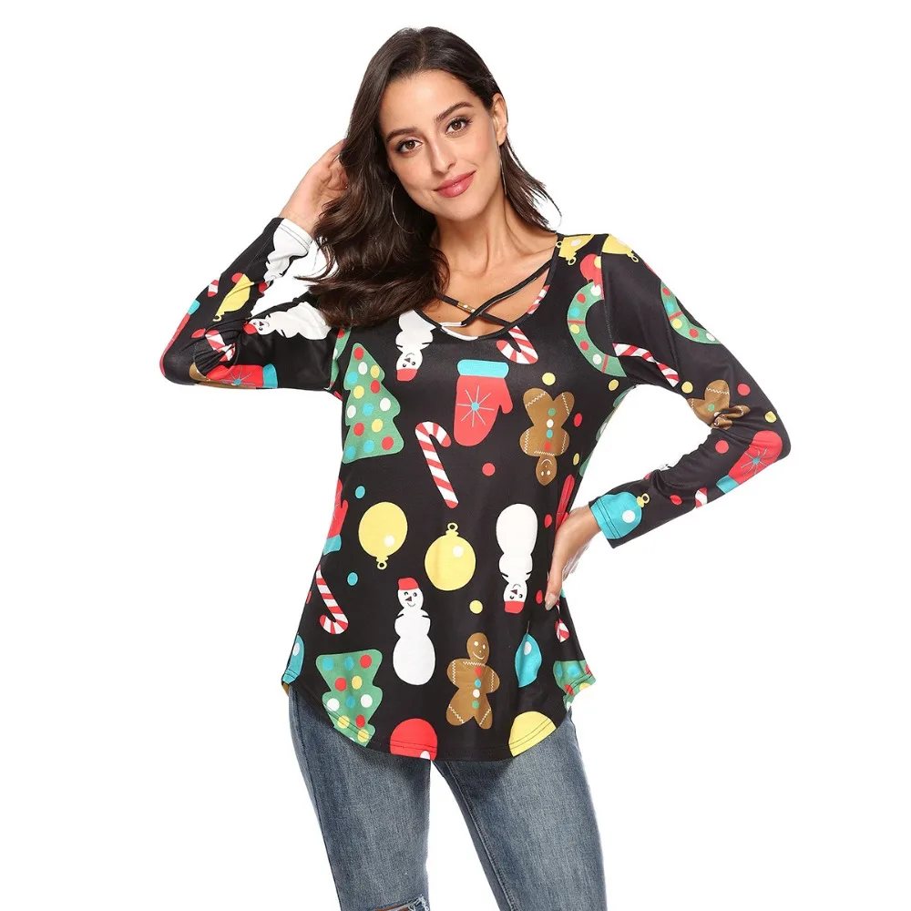 New Arrival 2018 Casual Women Cartoon Print T-Shirt Long Sleeve For Autumn V-Neck Christmas Long T-Shirts Cartoons Plus Size Top
New Arrival 2018 Casual Women Cartoon Print T-Shirt Long Sleeve For Autumn V-Neck Christmas Long T-Shirts Cartoons Plus Size Top