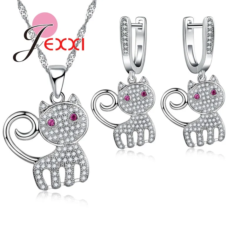 Lovely Silver Chain Cat Pendant Hot Wholesale Animal Necklace & Earrings Jewelry Set Female Best Friends Birthday Gifts
Lovely Silver Chain Cat Pendant Hot Wholesale Animal Necklace & Earrings Jewelry Set Female Best Friends Birthday Gifts